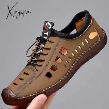 Xajzpa - Summer Men’s Casual Sandals Fashion Hollow Out Breathable Shoes Flat Business Soft